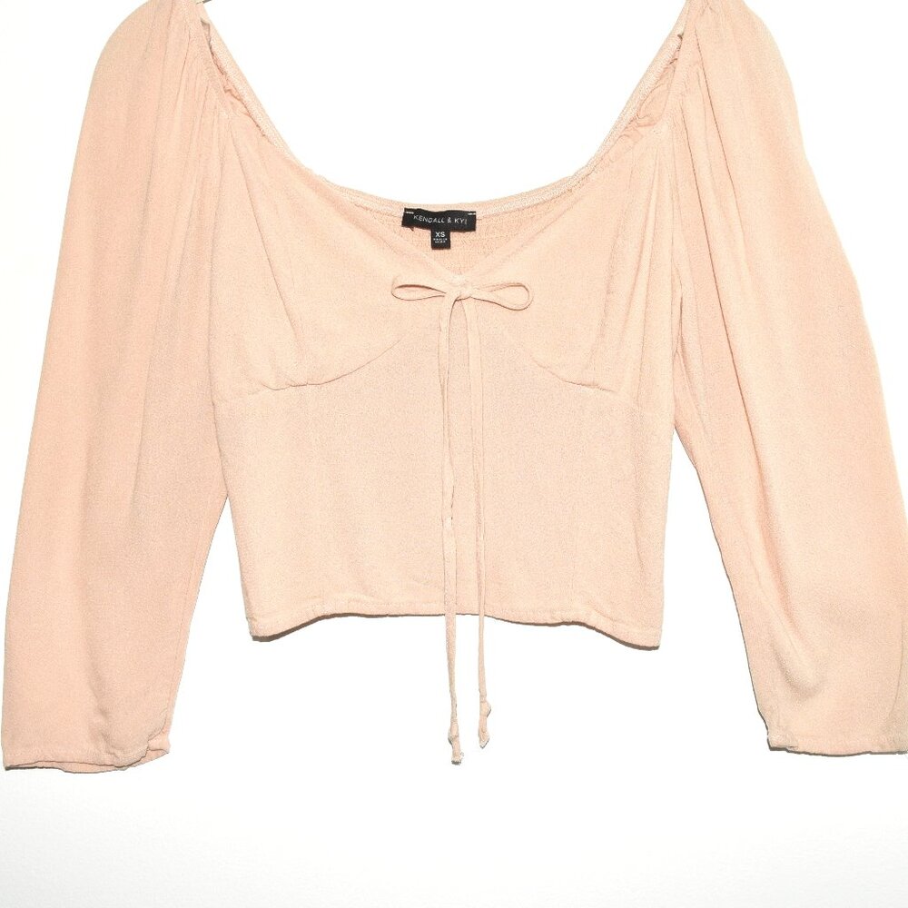 Kendall & Kylie Pacsun Smocked V-Neck Crop Top - Size XS